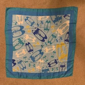 Braccialini vintage 100%silk scarf logo blue designer classic signature Rare